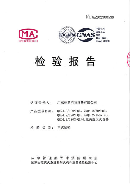 Çin Guangdong Air Giant Fire Equipment Co.,Ltd. Sertifikalar